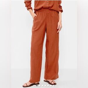 Old Navy High-Waisted Linen-Blend Wide-Leg Pants in  Rust